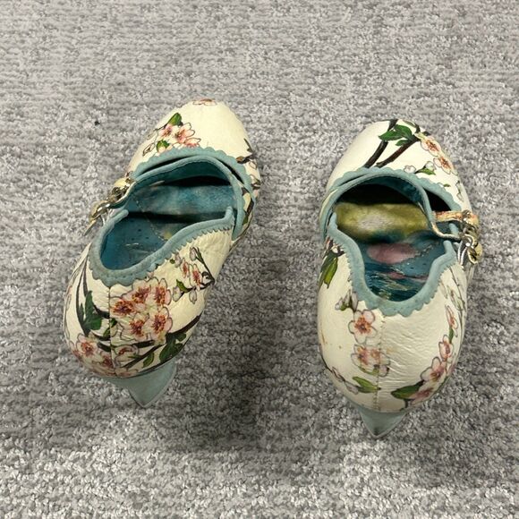 Irregular Choice Heels Womens US 7 Floral EU38 Maryjane’s Leather Cream Shoes - Picture 7 of 13